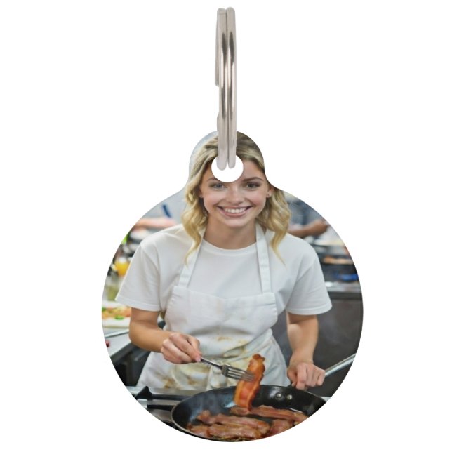 Cooking Bacon Photo Customize Pet Tag (Front)
