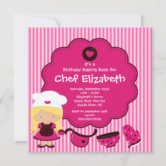 Cooking Baking Birthday Party Invitation (Front)