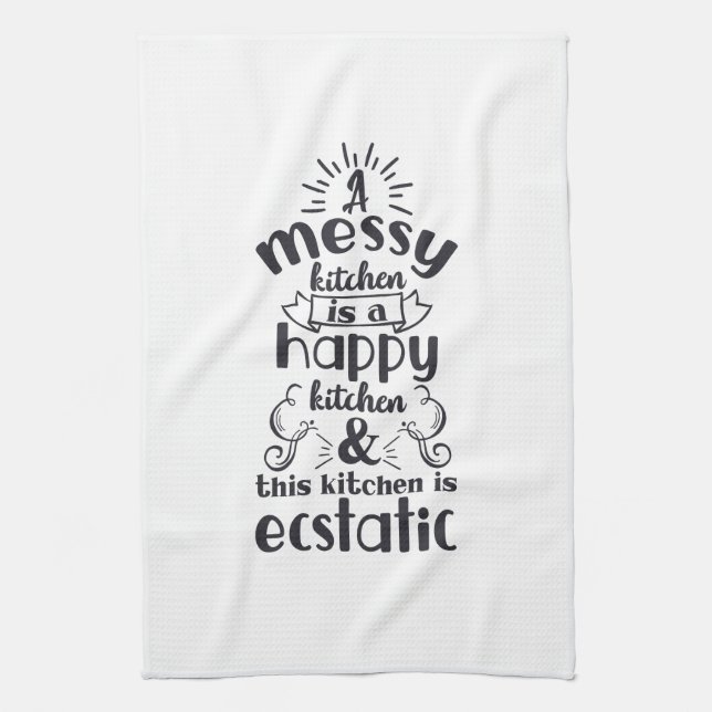 Cooking Baking Kitchen Messy Funny Humour Saying Kitchen Towel (Vertical)