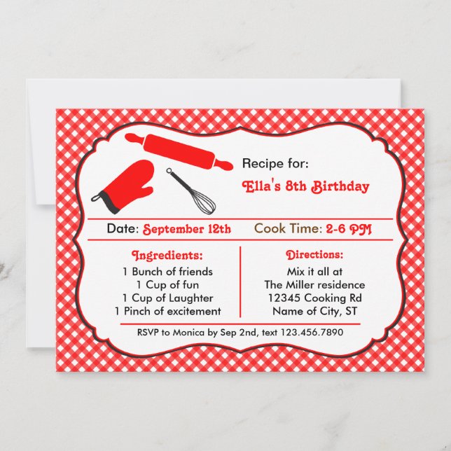 Cooking Birthday Party Invitation (Front)