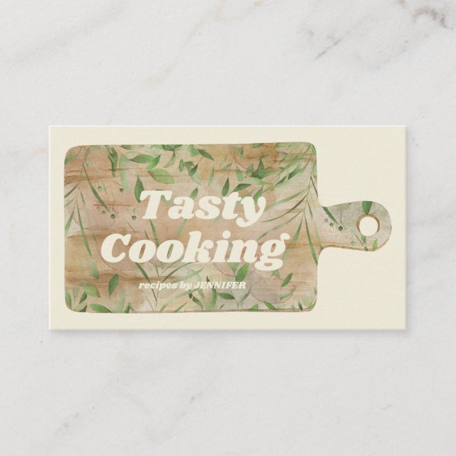 Cooking blog Cutting Board Chef vanilla ivory Business Card (Front)