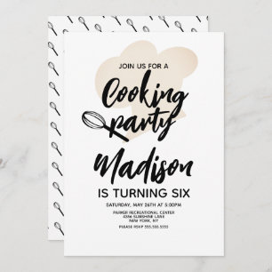Cooking Chef Baker Birthday Party  Invitation