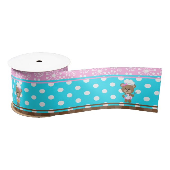 Cooking Chef Bear Birthday Party Satin Ribbon (Spool)