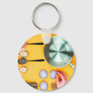 Cooking Chef Pan Keychain