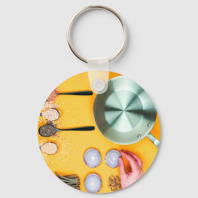 Cooking Chef Pan Keychain (Front)