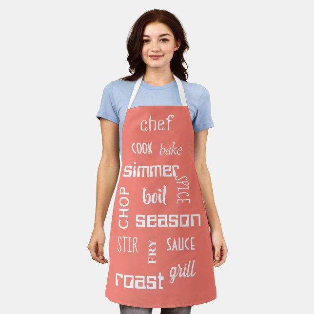 Cooking Chef Words Salmon Apron (Worn)