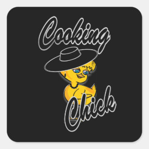 Cooking Chick #4 Square Sticker