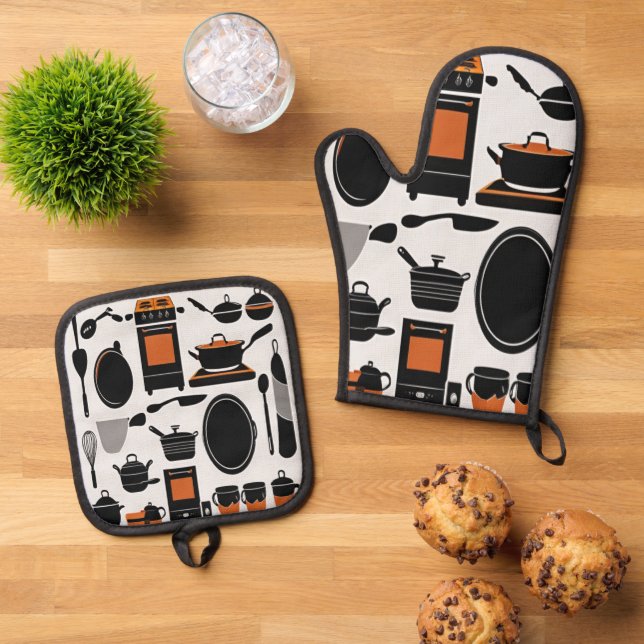 Cooking Companion Oven Mitt and Pot Holder Duo Oven Mitt & Pot Holder Set (Top Down)