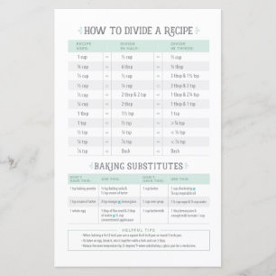 Cooking Conversion & Recipe Divider Sheet
