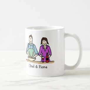 Cooking couple - personalized cartoon mug