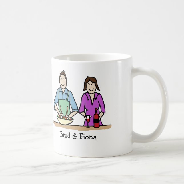 Cooking couple - personalized cartoon mug (Right)
