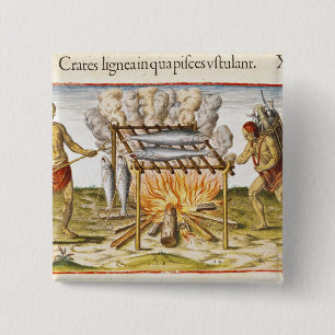 Cooking Fish 2 Inch Square Button