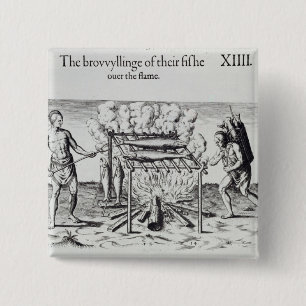 Cooking Fish 2 Inch Square Button