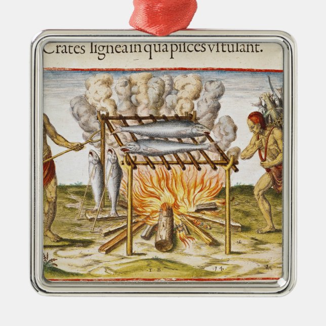 Cooking Fish Metal Ornament (Front)