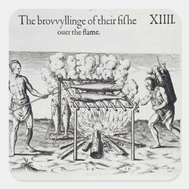 Cooking Fish Square Sticker (Front)