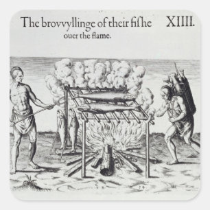 Cooking Fish Square Sticker