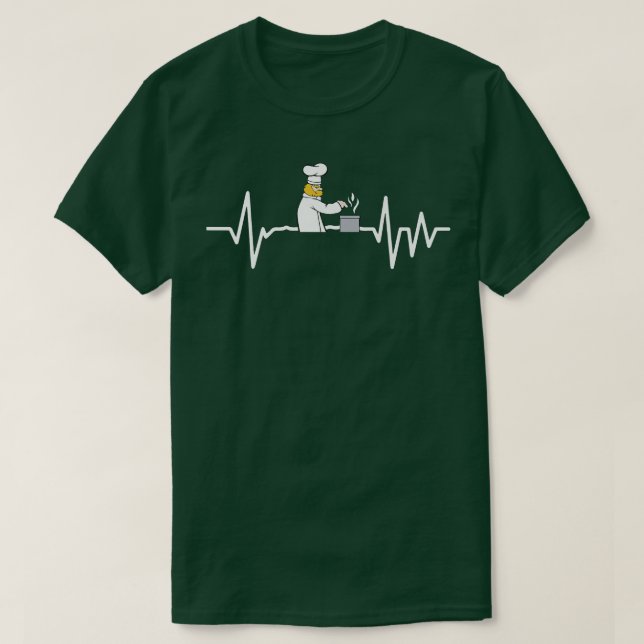 Cooking Heartbeat Kitchen Baking Culinary Chef Foo T-Shirt (Design Front)