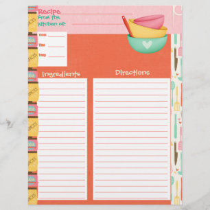 Cooking Is An Art Recipe Insert