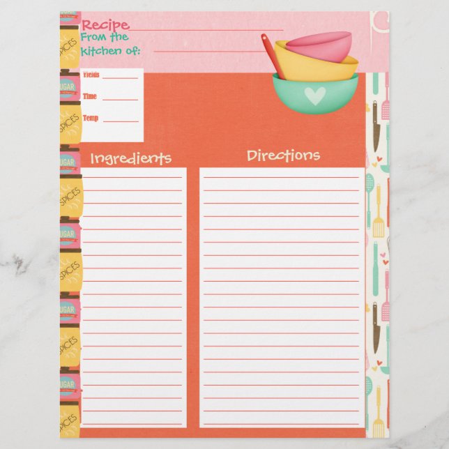 Cooking Is An Art Recipe Insert (Front)