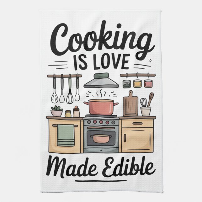 Cooking is Love Kitchen Towel (Vertical)