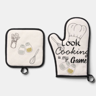 Cooking is my Game Oven Mitt & Pot Holder Set