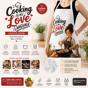 Cooking Is My Love Language   Cute 3D  Apron