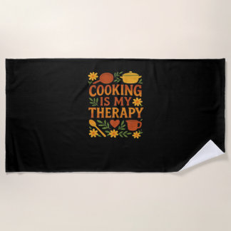 Cooking is my therapy Oversized T-Shirt Beach Towel
