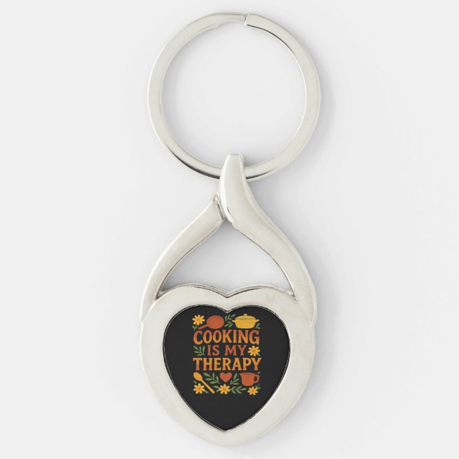 Cooking is my therapy Oversized T-Shirt Keychain (Front)