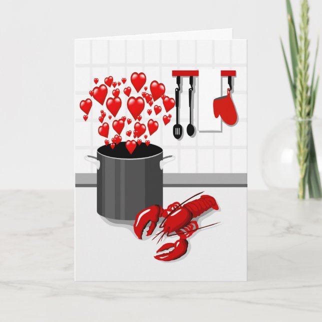 Cooking Lobster with Love Greeting Card (Front)
