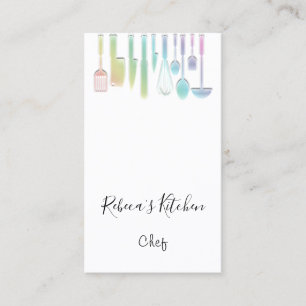 Cooking Logo  Chef Restaurant White Rainbow  Business Card