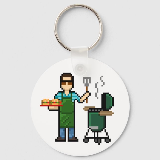 Cooking on the BGE grill Keychain (Front)