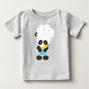 Cooking Panda, Baking Panda, Apron, Rolling Pin Baby T-Shirt