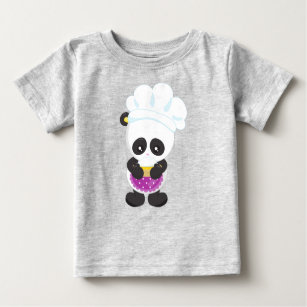Cooking Panda, Baking Panda, Panda With Pie, Apron Baby T-Shirt