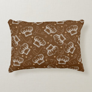 Cooking pattern with chef hat decorative pillow