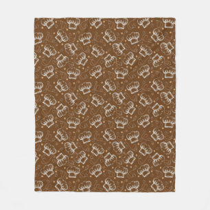 Cooking pattern with chef hat fleece blanket