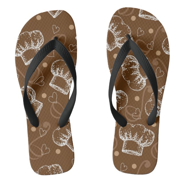 Cooking pattern with chef hat flip flops (Footbed)
