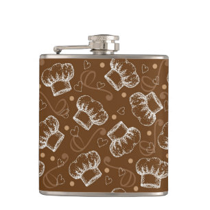 Cooking pattern with chef hat hip flask