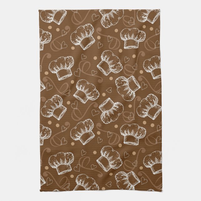 Cooking pattern with chef hat kitchen towel (Vertical)