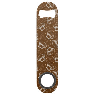 Cooking pattern with chef hat speed bottle opener