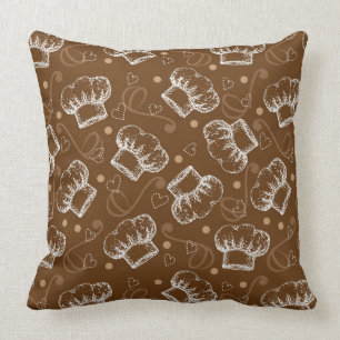 Cooking pattern with chef hat throw pillow