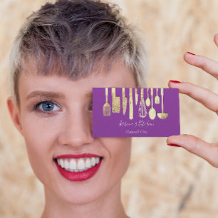 Cooking Personal Chef Restaurant Catering Purple Business Card