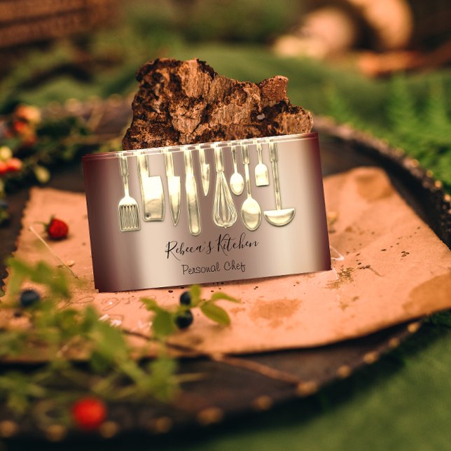 Cooking Personal Chef Restaurant Culinary Gold Business Card (Creator Uploaded)