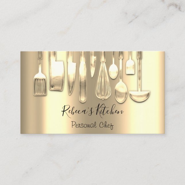 Cooking Personal Chef Restaurant Culinary Golden Business Card (Front)