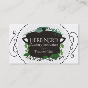 Cooking pot herbs chef catering business card