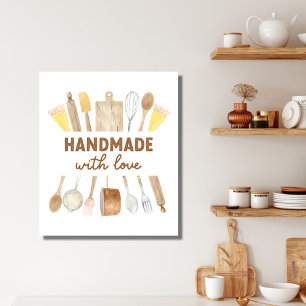 Cooking Quote Scandinavian Kitchen Baking Utensils Canvas Print