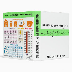 Cooking Recipe Kitchen Measurement Conversion Binder