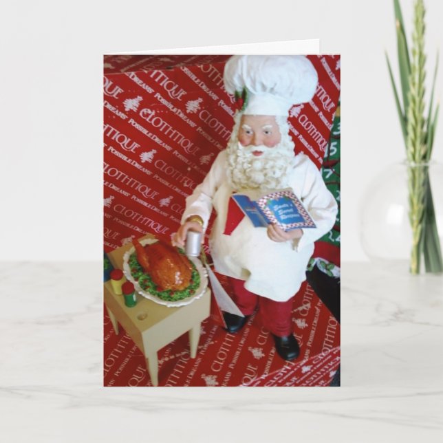 *COOKING SANTA* SAYS MEET ME UNDER MISTLETOE HOLIDAY CARD (Front)