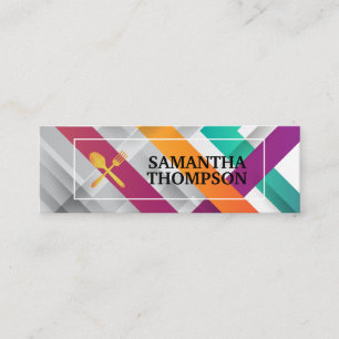 Cooking Utensils Logo Modern Geometric Mini Business Card