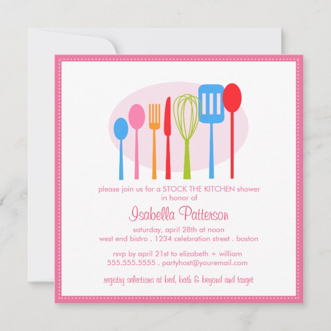 Cooking Utensils Stock the Kitchen Bridal Shower Invitation (Front)