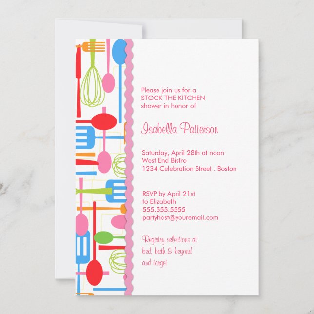 Cooking Utensils Stock the Kitchen Bridal Shower Invitation (Front)